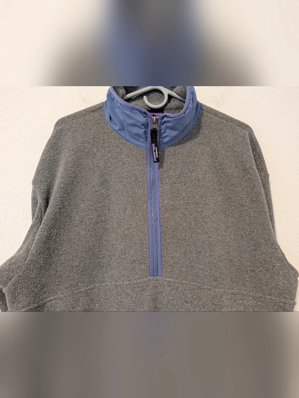Patagonia Grey Blue Mock Neck Half-Zip Synchilla Marsupial Fleece Pullover M